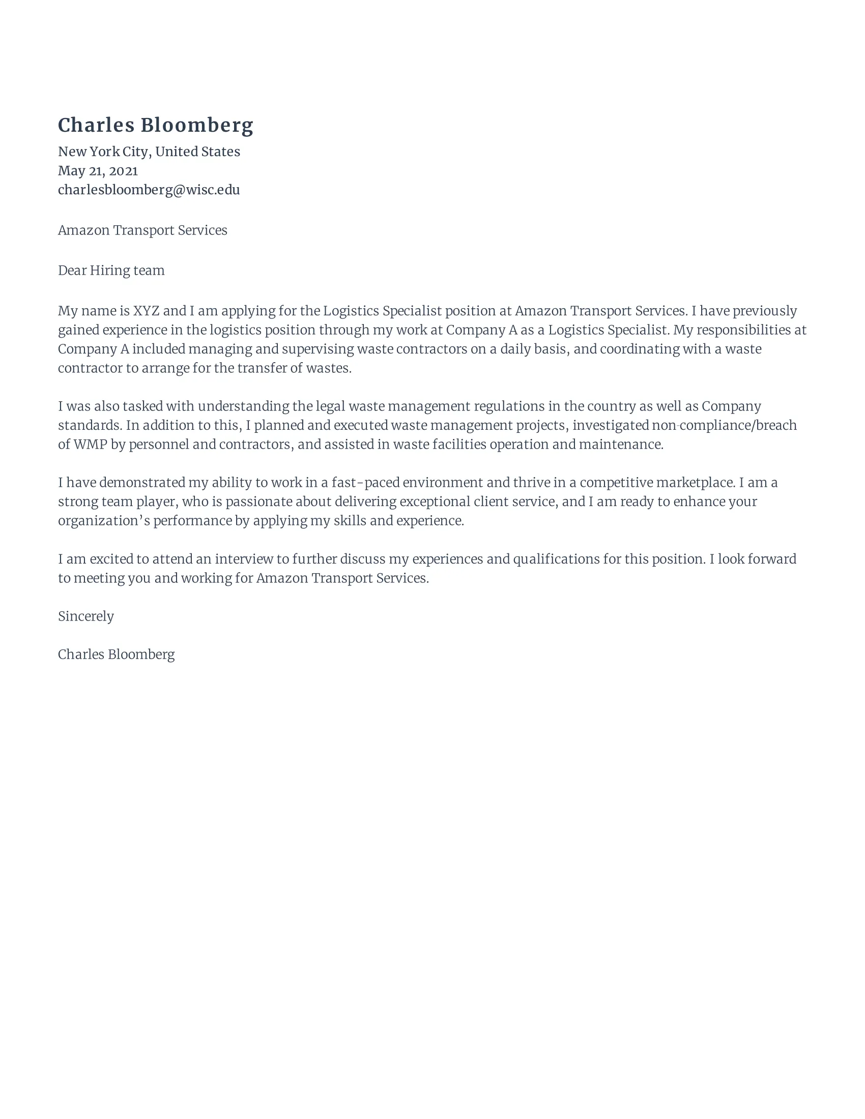 36383 logistic cover letter formatting