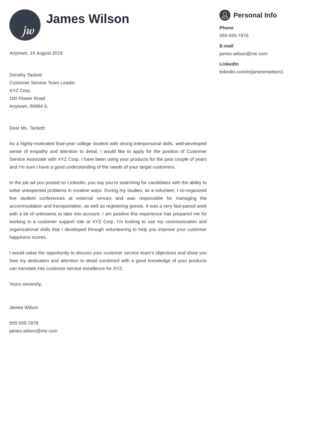 36388 customer service cover letter 5