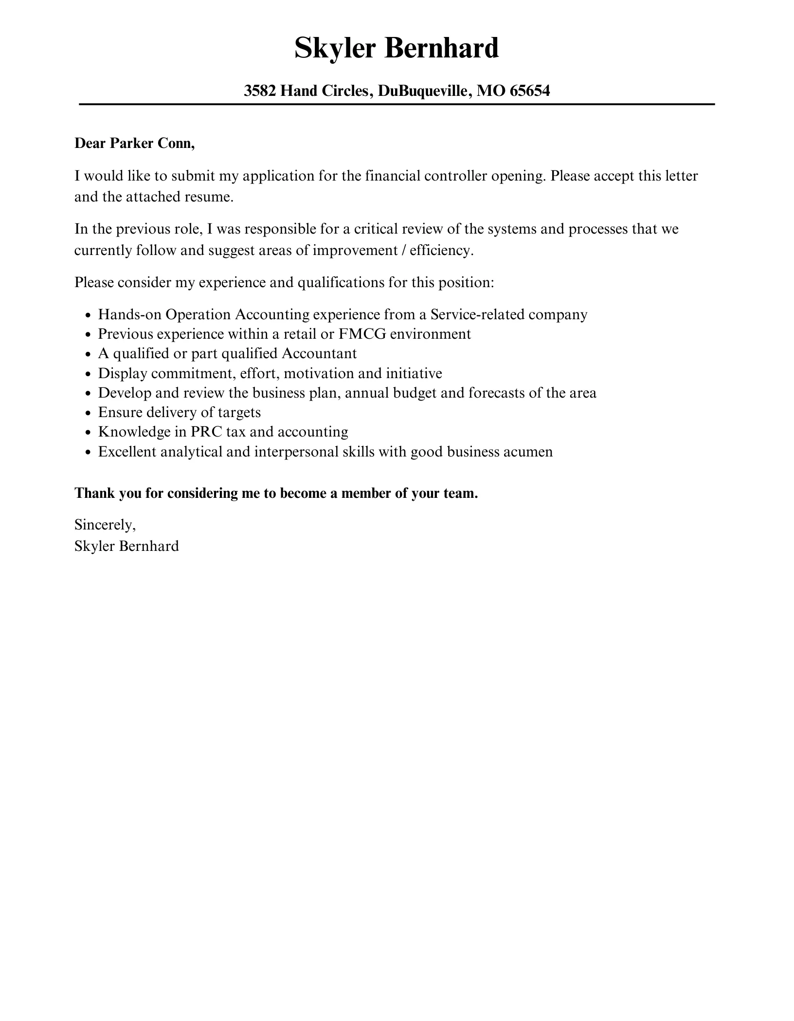 36392 financial controller cover letter examples