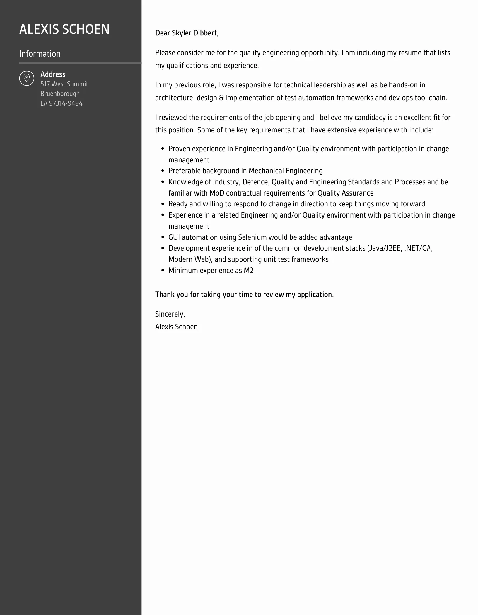 36401 quality engineering skills