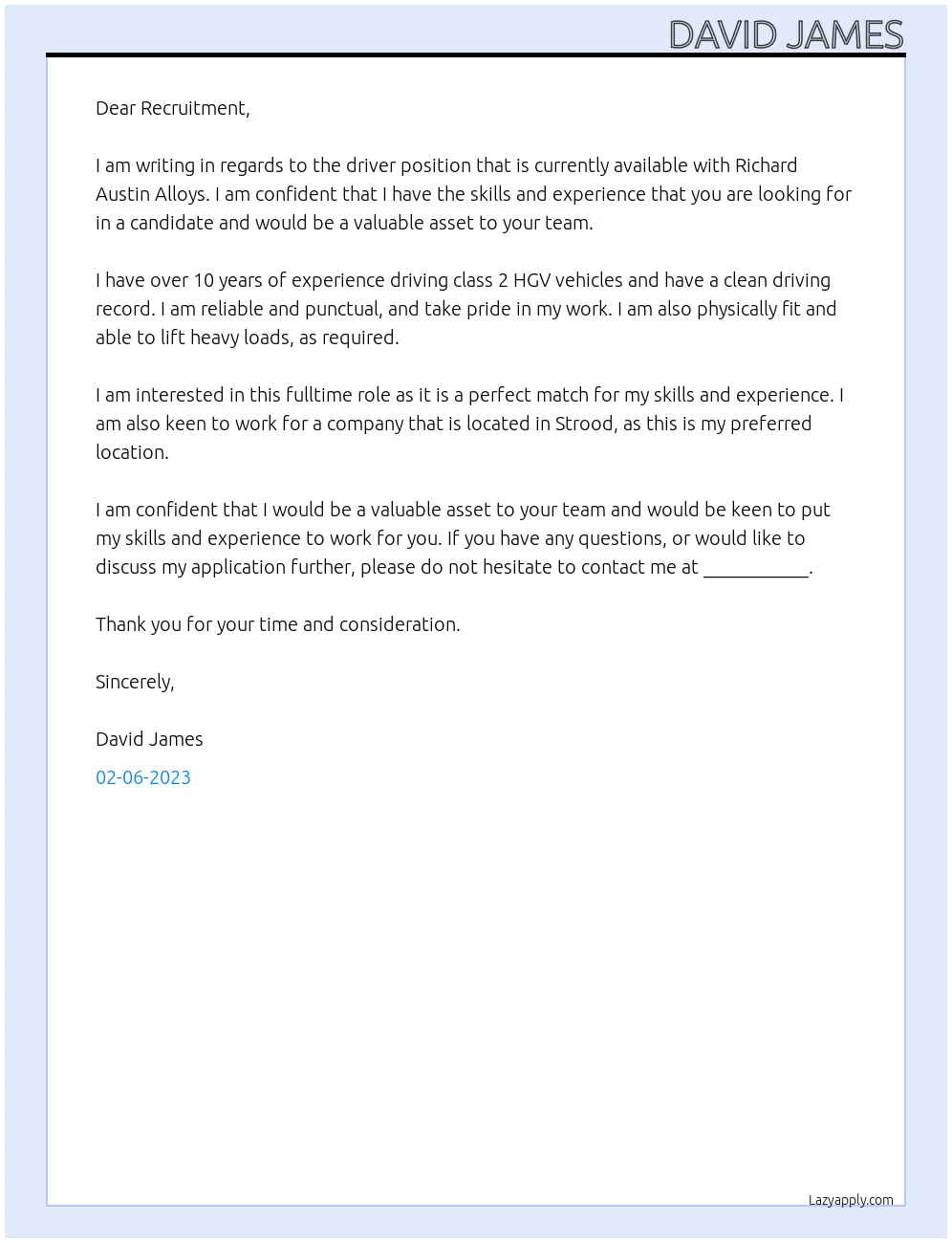 36415 driver cover letter