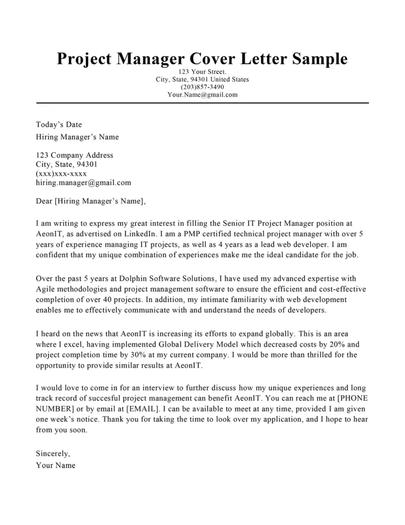 36417 project manager cover letter header