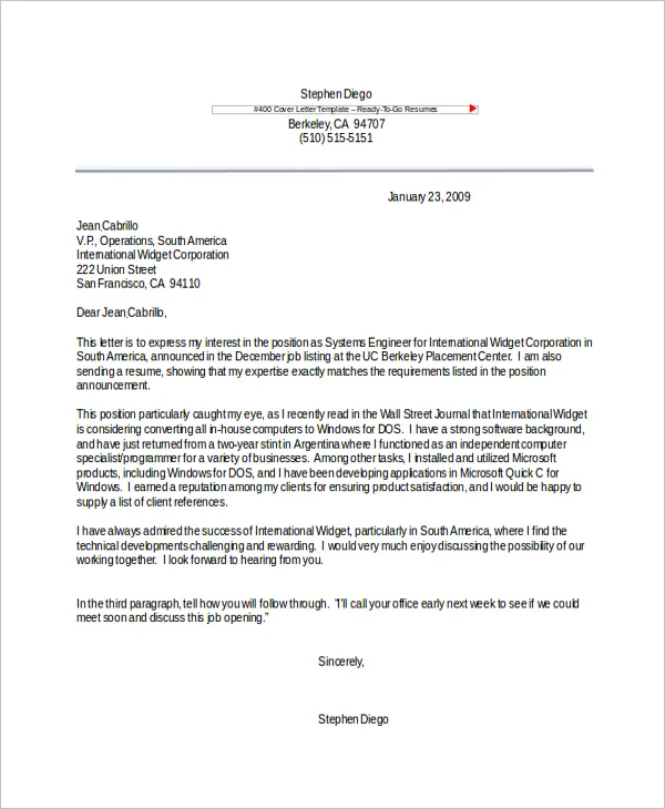 36427 cover letter writing