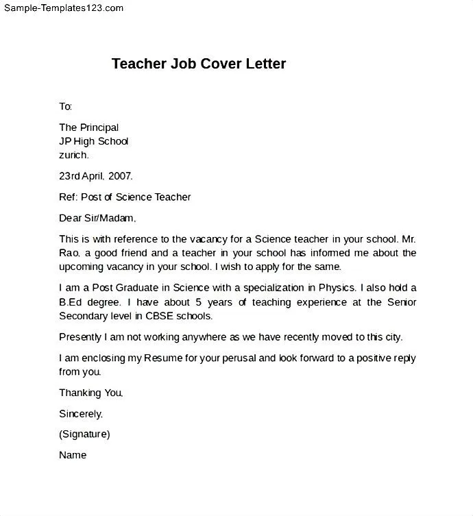 36435 teacher cover letter skills