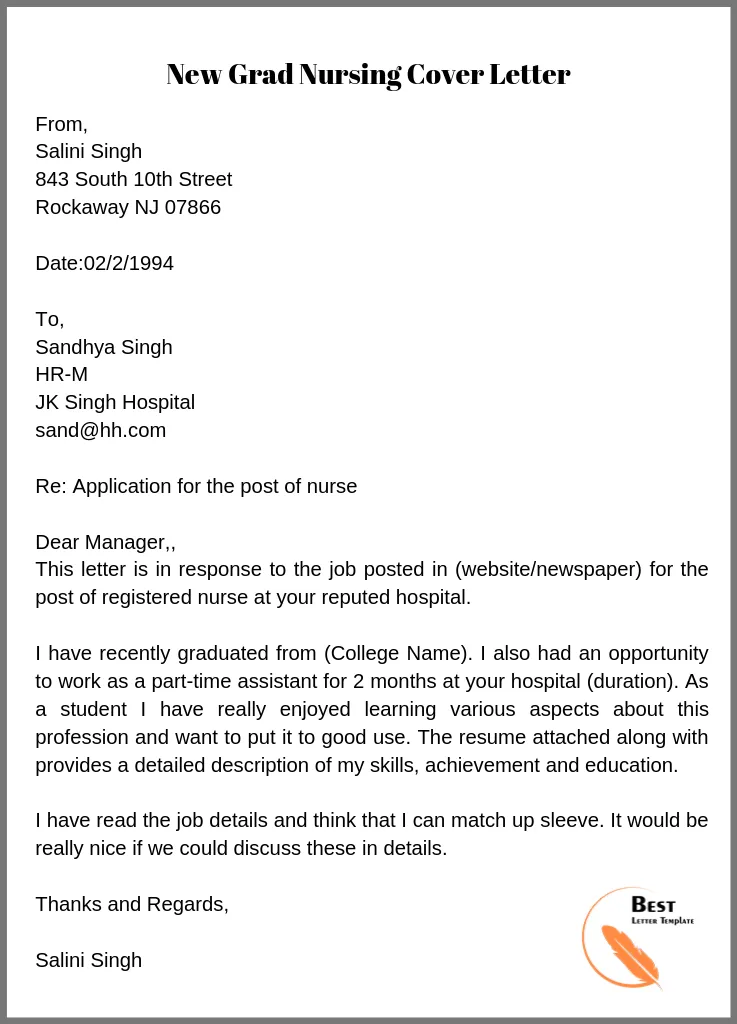 36507 new grad nurse cover letter