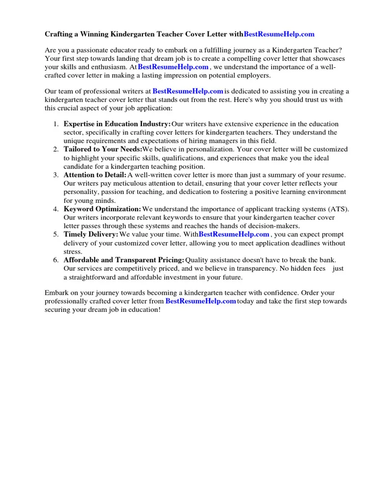 36510 kindergarten teacher cover letter