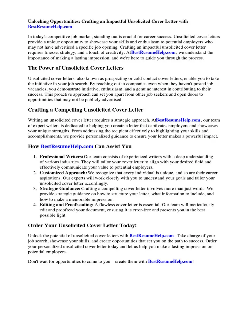 36529 unsolicited cover letter research