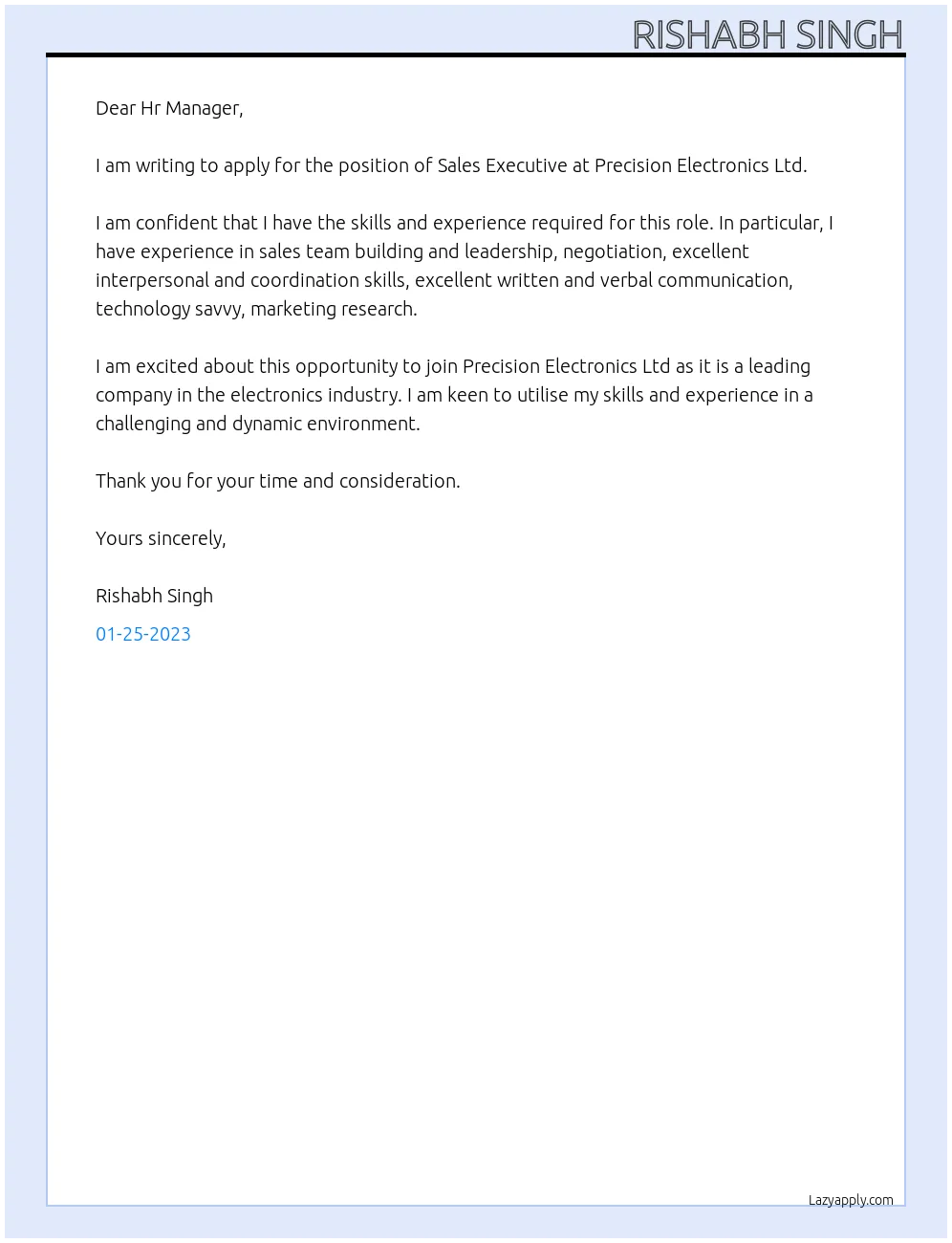 36538 sales executive cover letter skills