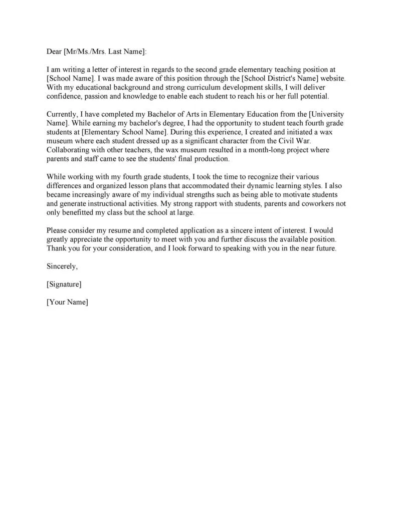 36542 letter of interest internship