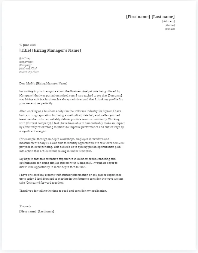 36543 cover letter structure