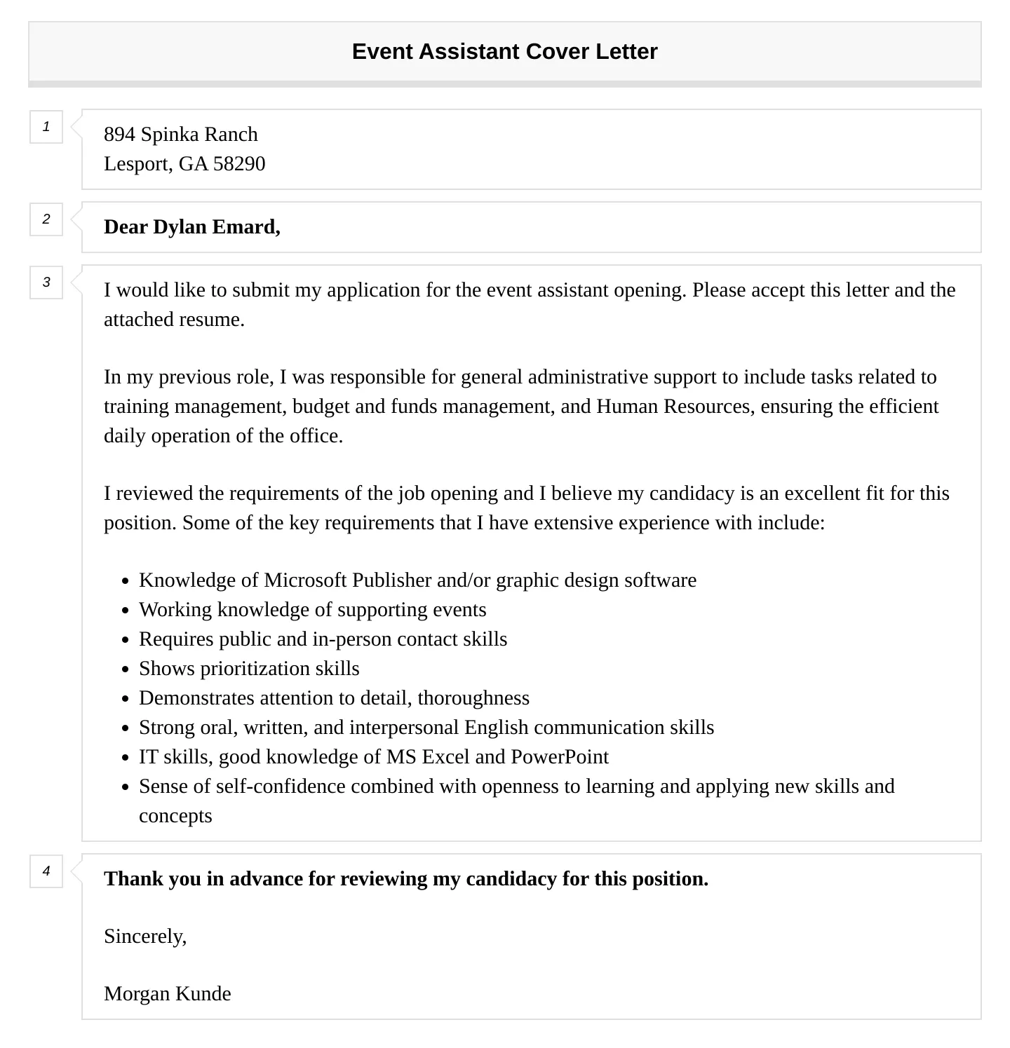 36545 event assistant experience