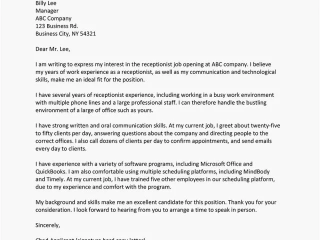 36553 chiropractic receptionist cover letter