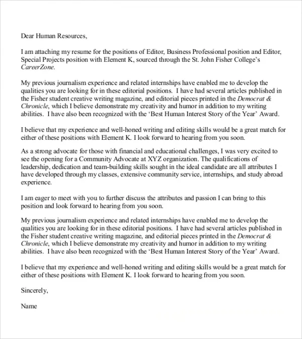 36558 enthusiasm in cover letter