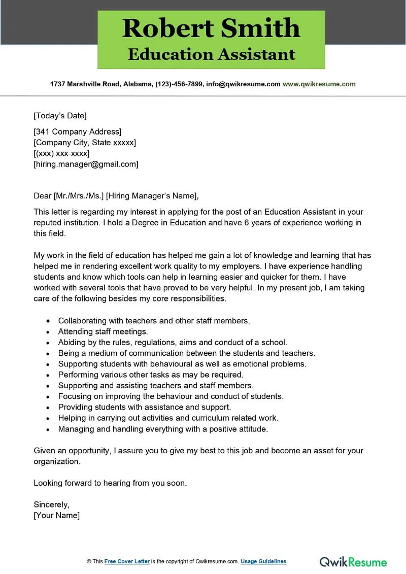 36567 education cover letter format