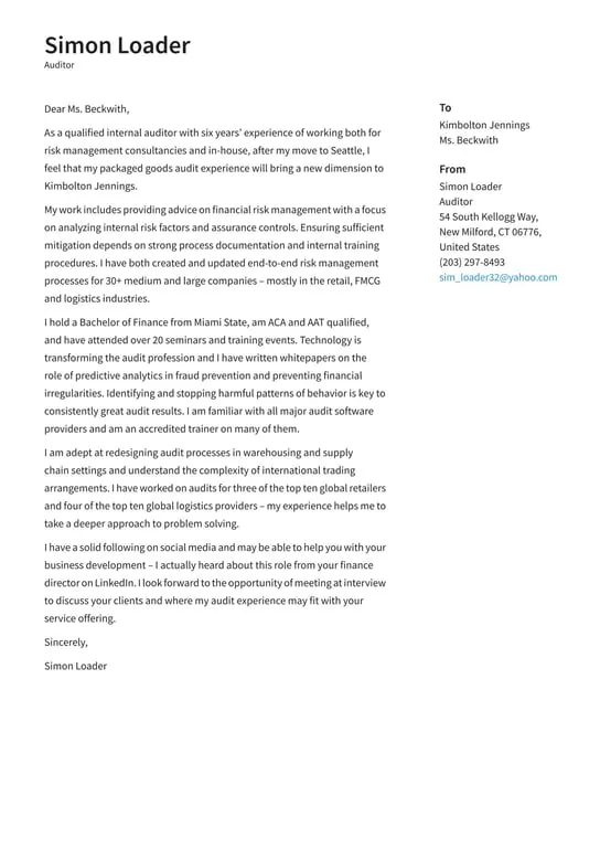 36581 auditor cover letter enthusiasm