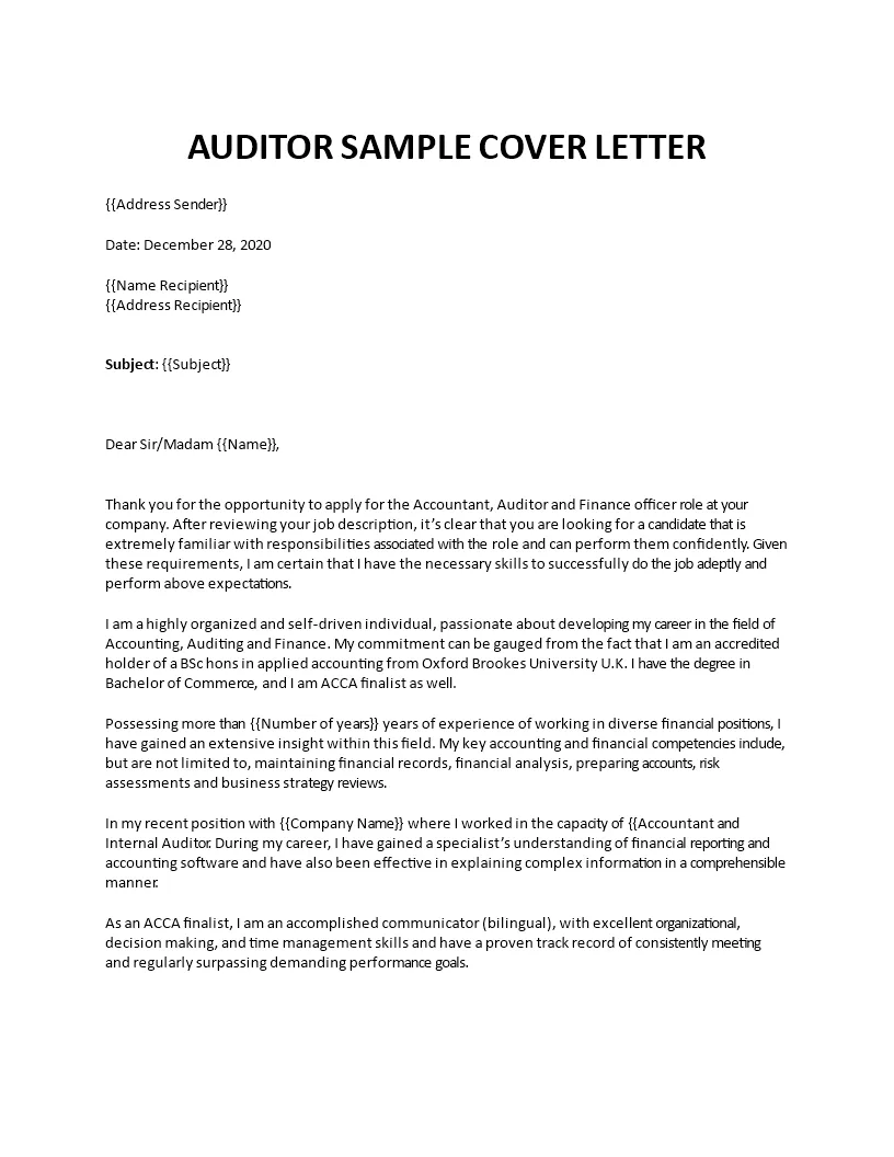 36581 auditor cover letter proofreading