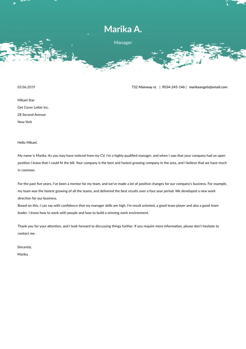36585 formatting cover letter