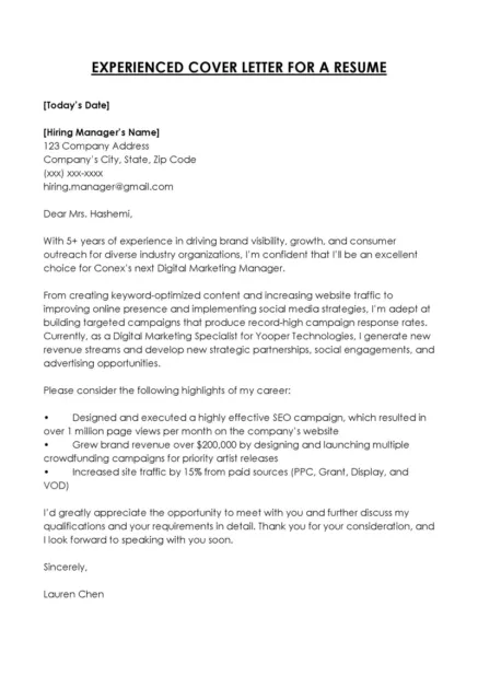 36591 highlighting skills cover letter